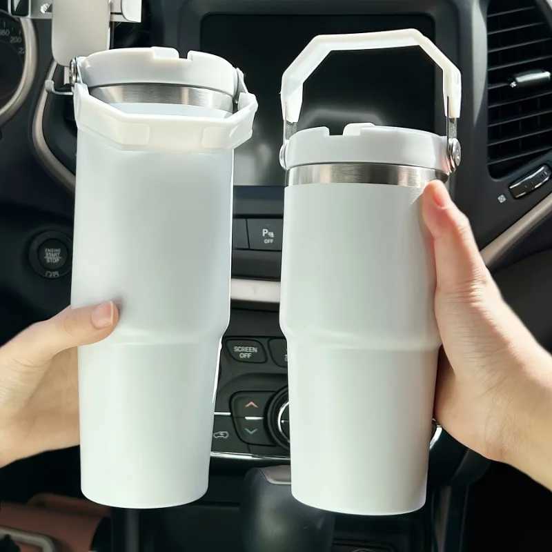 1 piece stainless steel inflatable water bottle with lid travel mug hot and cold drinks use this crazy car cup for storage Y241114
