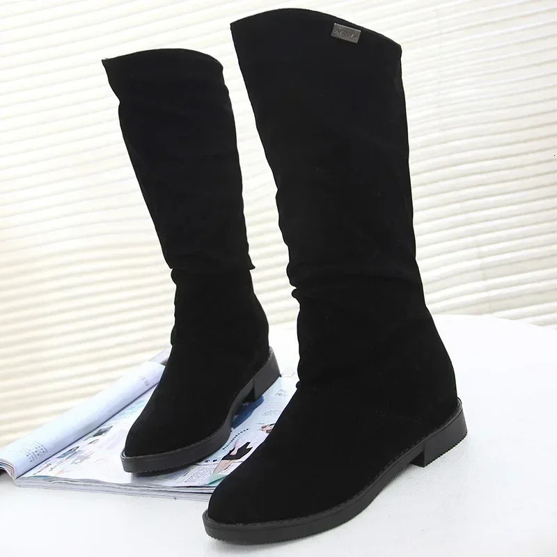 Snow boots womens winter shoes casual womens high boots black red soft comfortable womens shoes solid suede womens long boots 241113
