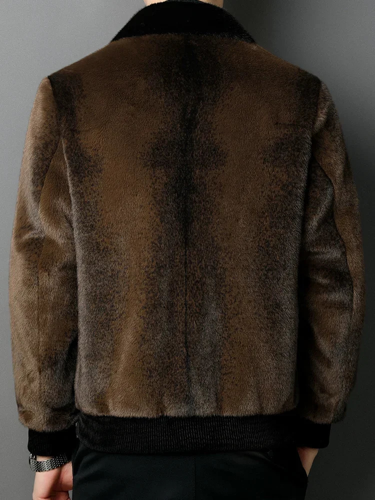 Winter Mens Fashion Fur Warm Jacket Mens Collar Patch Work Jacket Mens Genuine Fur Casual Jacket F467 241113