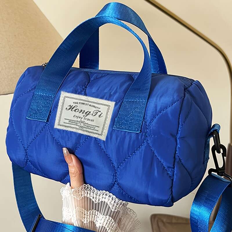 Chic Nylon Crossbody Bag for Girls - Trendy Quilted Shoulder Purse with Adjustable Strap, Lightweight & Zip Closure