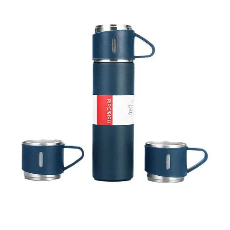 Insulated Thermos with three lids -24-hour hot/cold retention stainless steel gift packaging Y241114