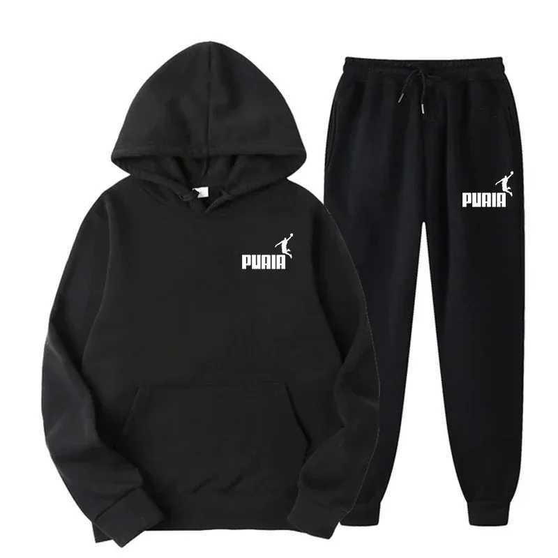 Mens Autumn and winter hooded sweatshirt set for couples jogging hooded sweatshirt+sports pants two-piece set T-shirt casual wear X241113