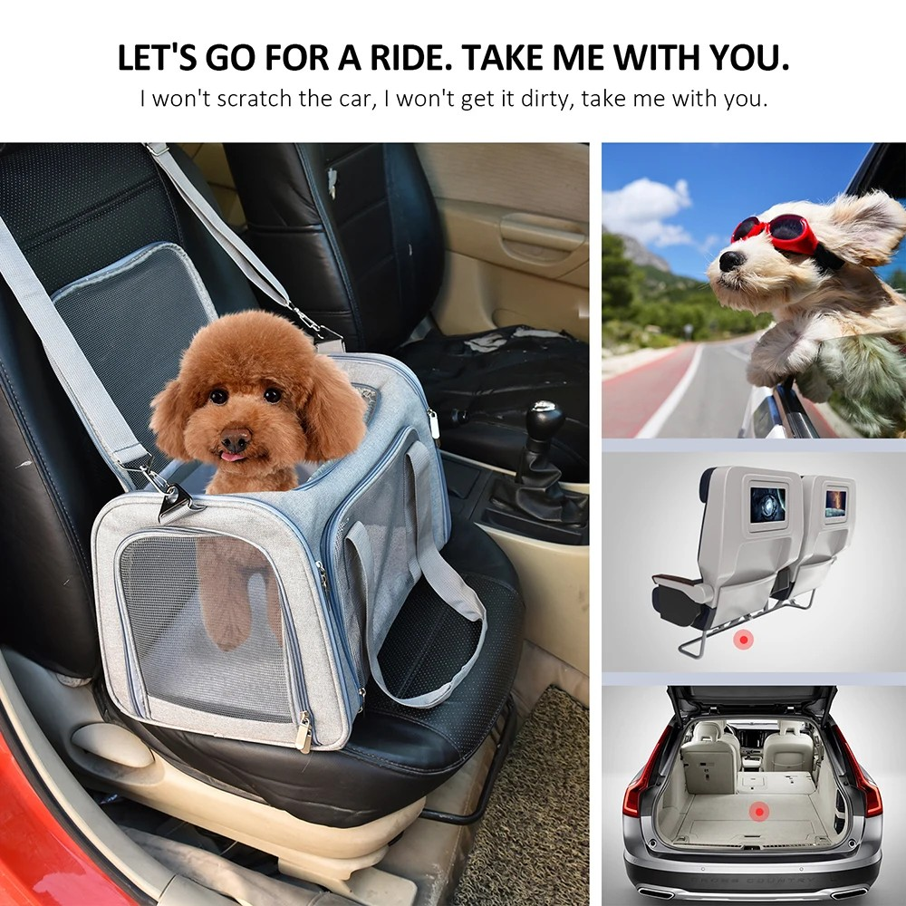 Dog Carrier Bag Soft Side Backpack for Cats Dogs, Airline Approved Breathable Carrier , Collapsible Travel Puppy Carrier