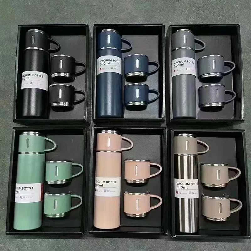 Vacuum film and thermostat set hot water bottle beverage Fathers Day gift He Stainless Steel 500ml hot cooler Y241114