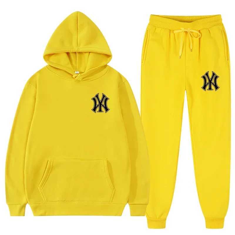 Mens High quality mens hooded sweatshirt and sweatpants two-piece casual running sportswear for spring and autumn X241113