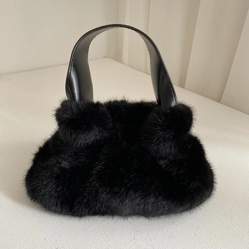 Autumn Winter Womens Plush Handbag Personalized Versatile Ladies faux Rabbit Fur One Shoulder Crossbody Bag 241114