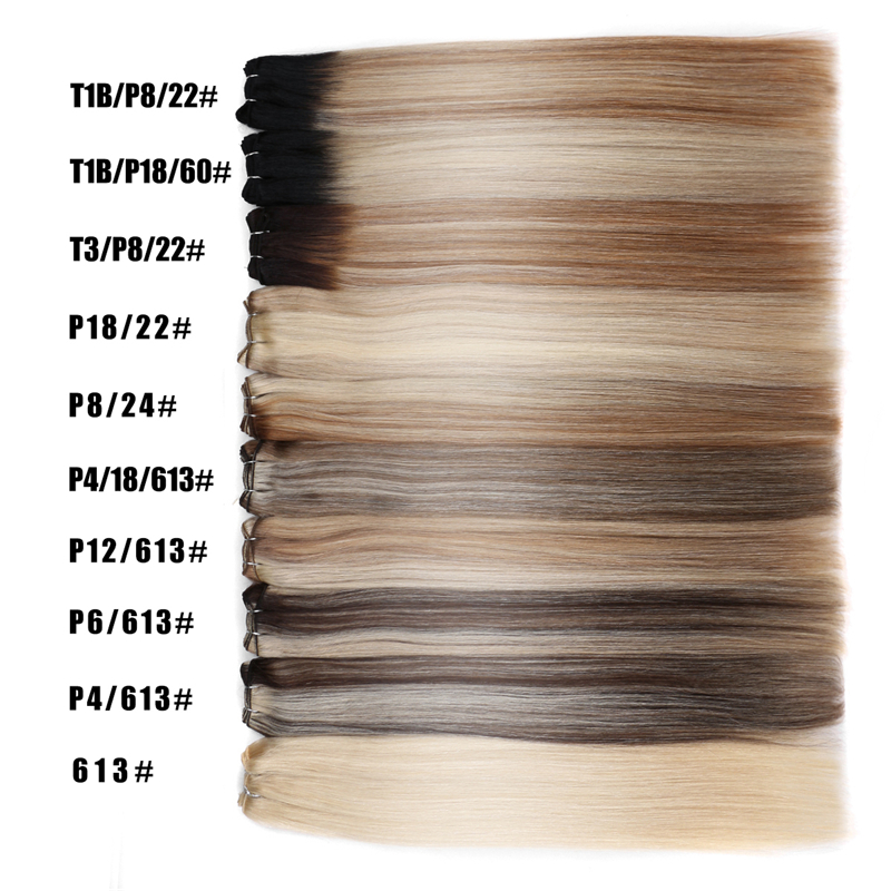Straight Human Hair Weft Bundles Ombre Blonde Human Hair Extensions 100g/Pcs 16"-28" Straight Remy Skin Double Weft