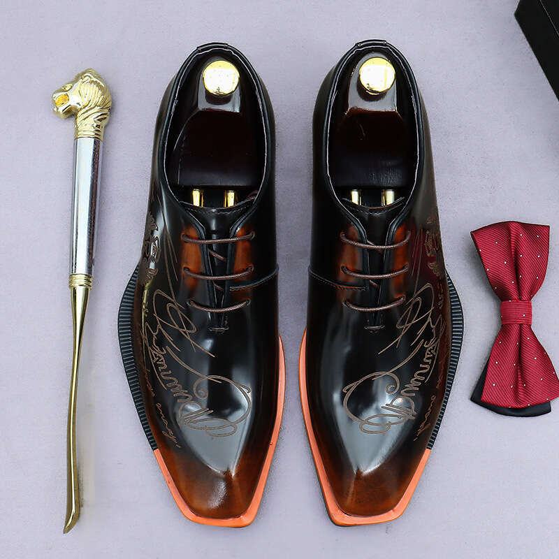 Italian Patent Mens Dress Brand Handmade Platform Elegant Genuine Leather Wedding Oxfords Shoes Man