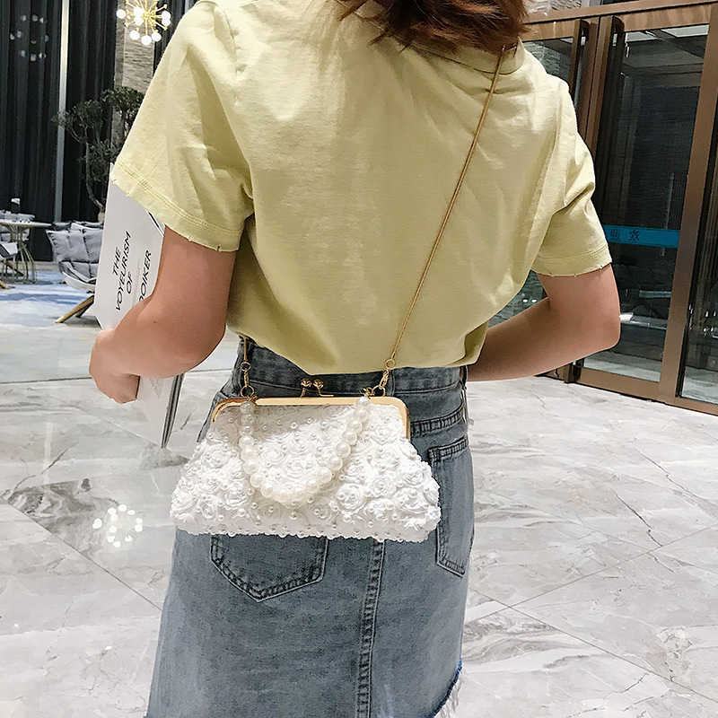 Pearl Bag Hand-held Small Bag New Trendy Korean Version Ladies' Rivet Chain Purses Ladies Handbags 241114 241114