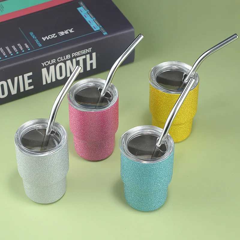 Mini Cold Swap Lens Stainless Steel Hot Cup Single/Double Layer Straw Cup Small Capacity Cup Y241114