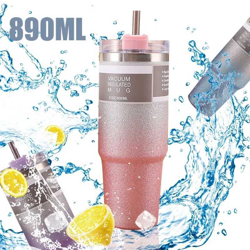 Vacuum insulated stainless steel hot g-type coffee cup with slotted insulated travel cup leak proof lid hot Bingba cup Y241114