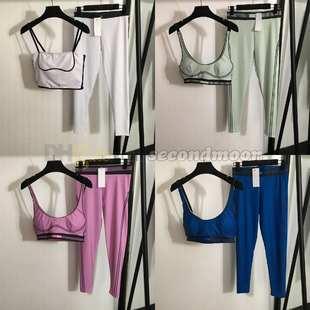 Women Yoga Outfit Outdoor Sport Cropped Top Elastic Waist Gym Leggings Summer Breathable Tracksuit