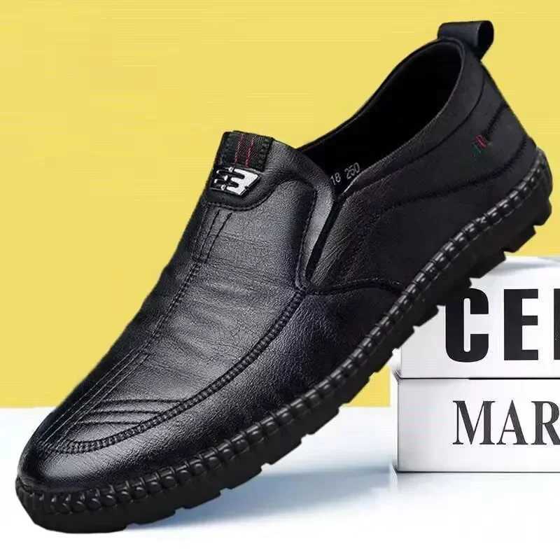 Fi Men Casual Shoes Formal Men Business Shoes Men Luxury Brand Leather Loafers Breathable Slip Male Boat ShoesXJ250118