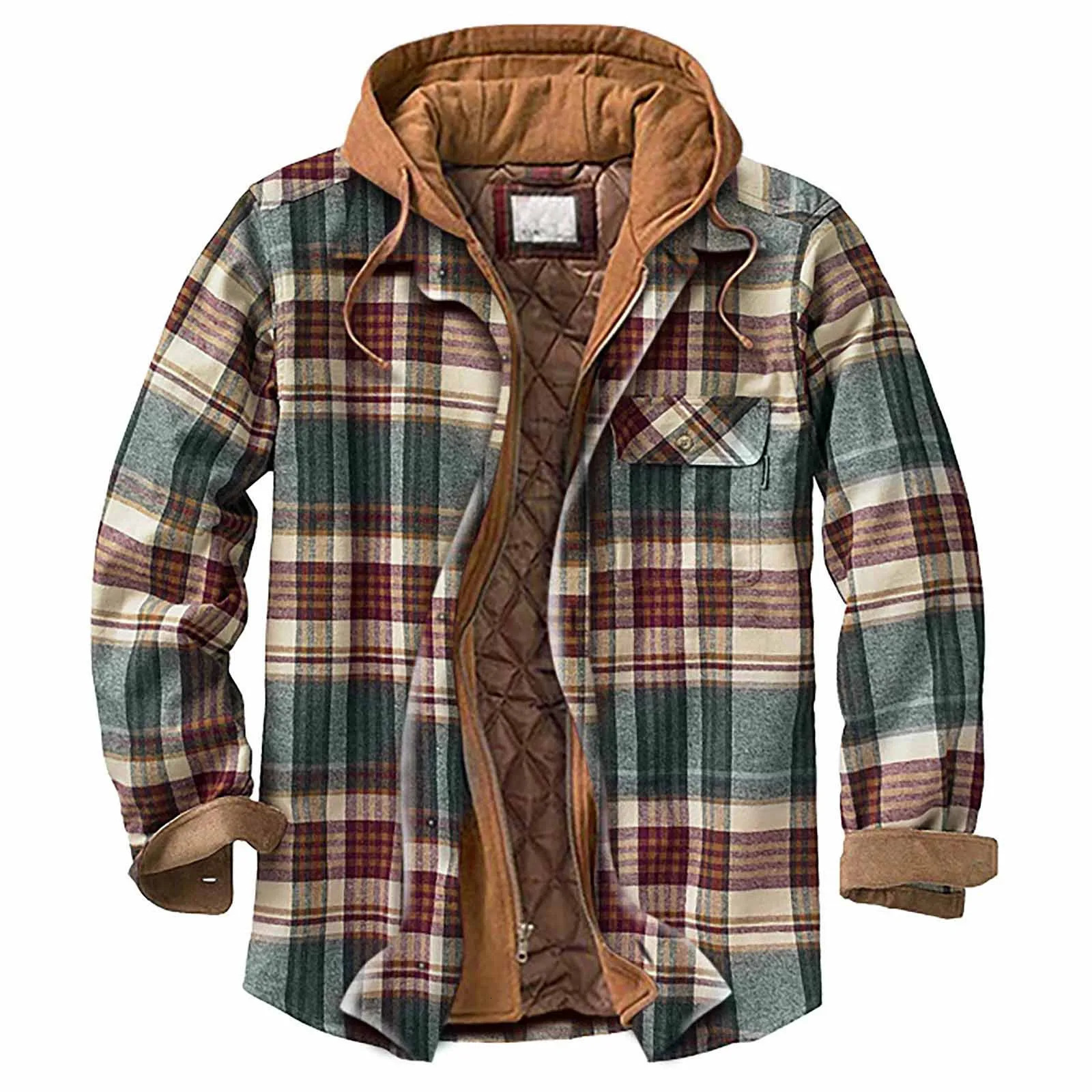 Mens bedding with lining buttons plain weave shirt added velvet to keep the jacket warm 241113 - view 7