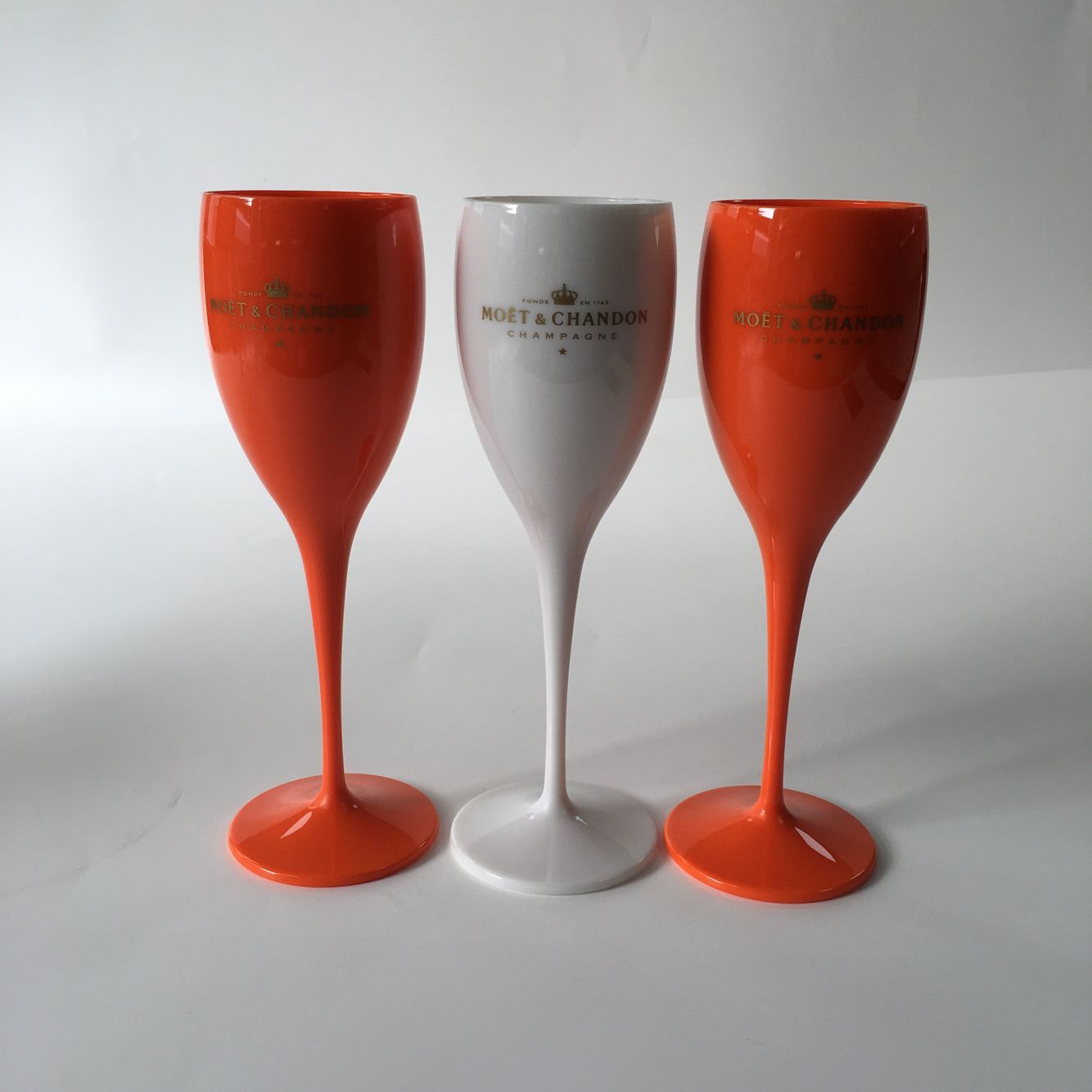Veuve Clicquot Flutes Plastic Wine Glasses Dishwasher-Safe White Orange Acrylic Champagne Glass Beer Whiskey Party Cups