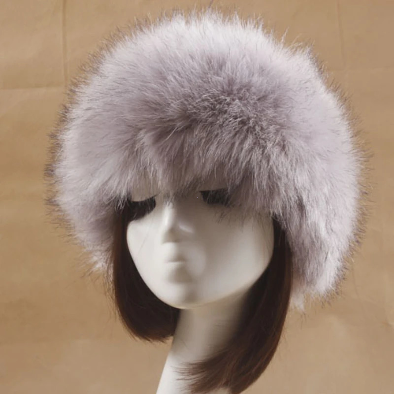 Winter Thick Furry Hairband Fluffy Russian Faux Fur Women Girl Headband Hat Outdoor Earwarmer Ski Hats 241114