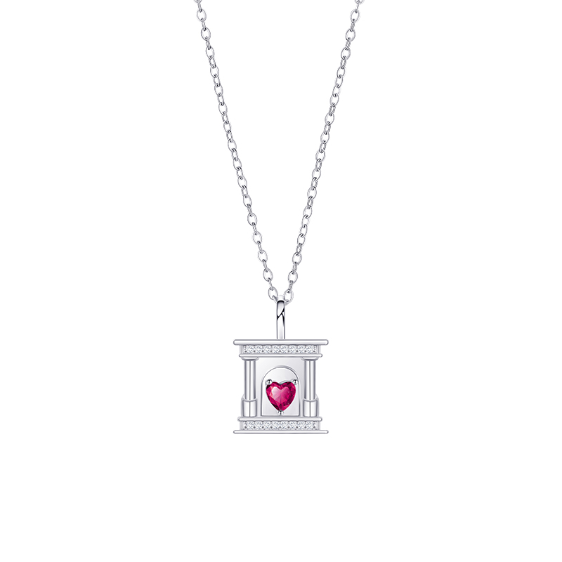 Chic Commute-Friendly Winter-Inspired Heart & Fireplace Pendant Necklace in Stainless Steel for Women