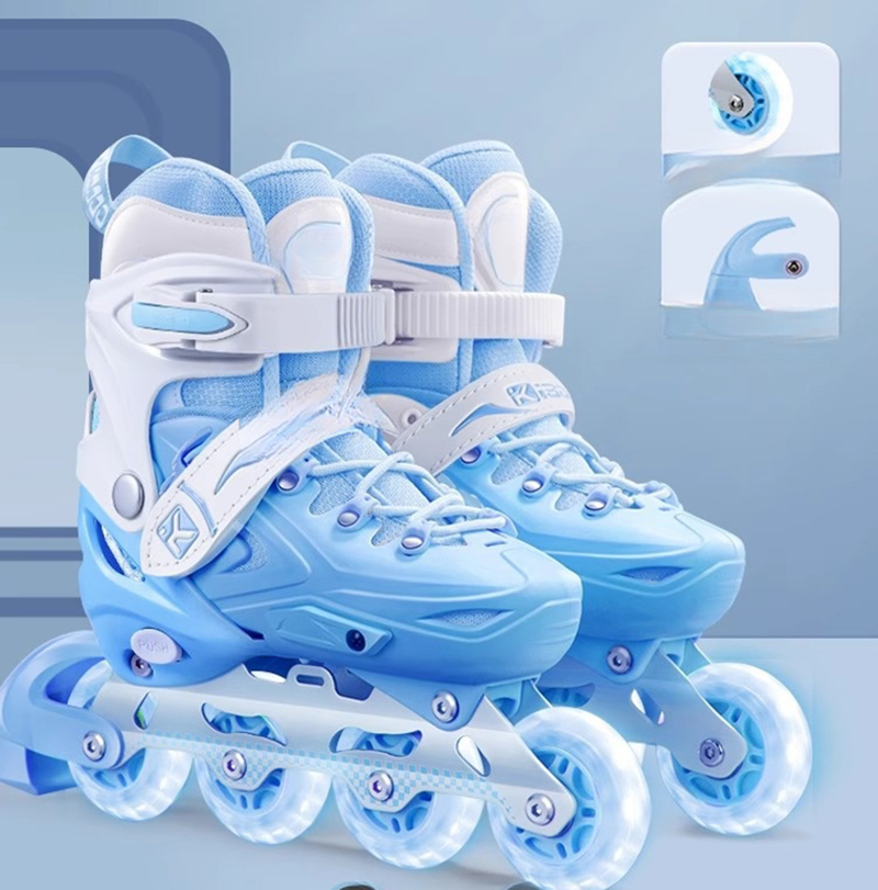 Inline Roller Skate Shoes Knee Elbow Pads Helmet Set Outdoor Skating For Beginner Adult Unisex Flashing 4 Wheels Skates Sneakers fc175 51b84