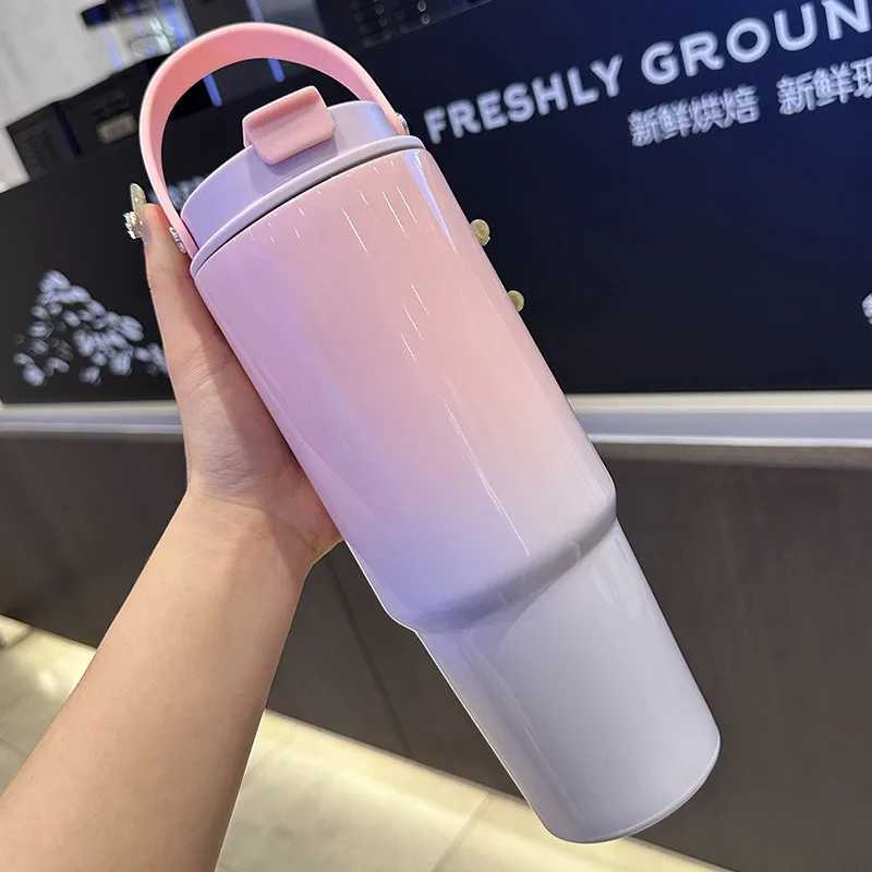 Vacuum thickened progressive color cup stainless steel hot cup large capacity water cup portable charging car cup Y241114