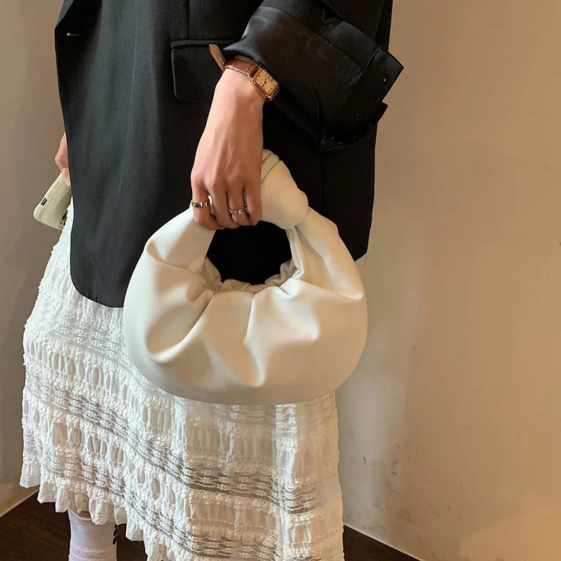 INS Women Small Handbag Shoulder Bags Party Clutch Satchel Ladies Pu Leather Messenger Bags Fashion Ruched Crossbody Bags 241114