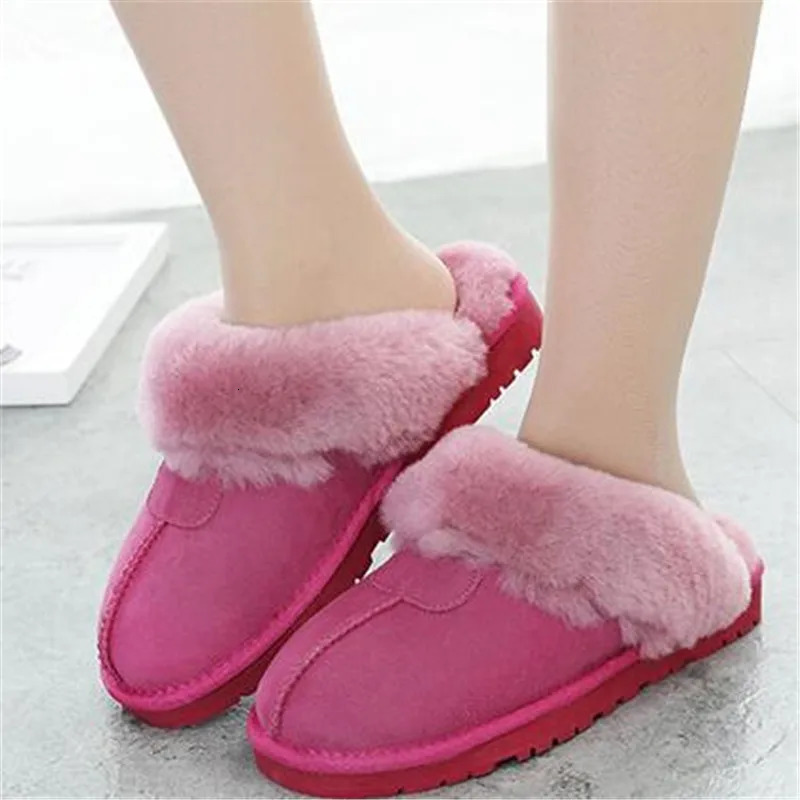 Natural Sheepskin Fur Slippers Female Winter Slippers Women Warm Indoor Slippers Soft Wool Lady Home Slippers 241114