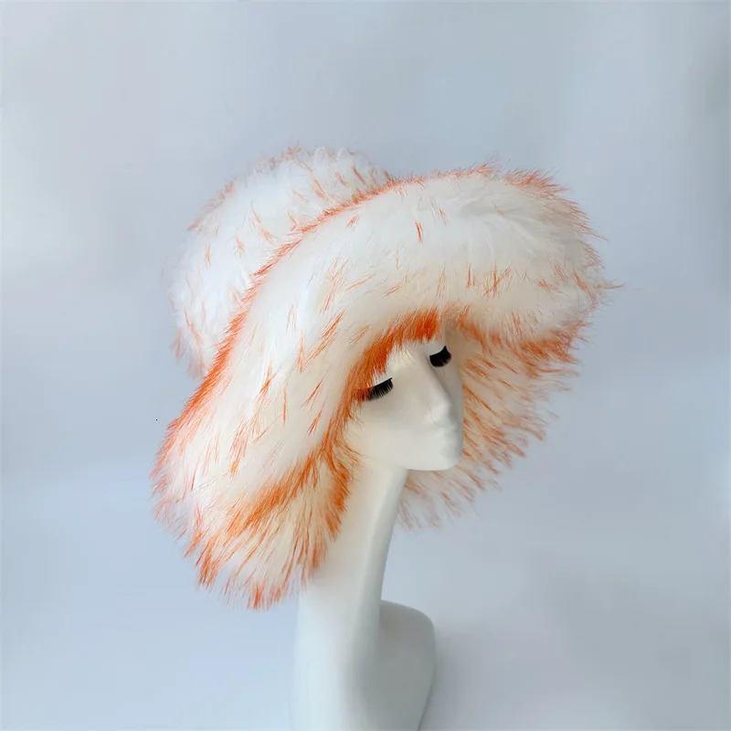 Winter Womens High Fashion Hat Fur Bucket Hat for Girls Fluffy Fisherman Hat With Fur Handbag Set 241113