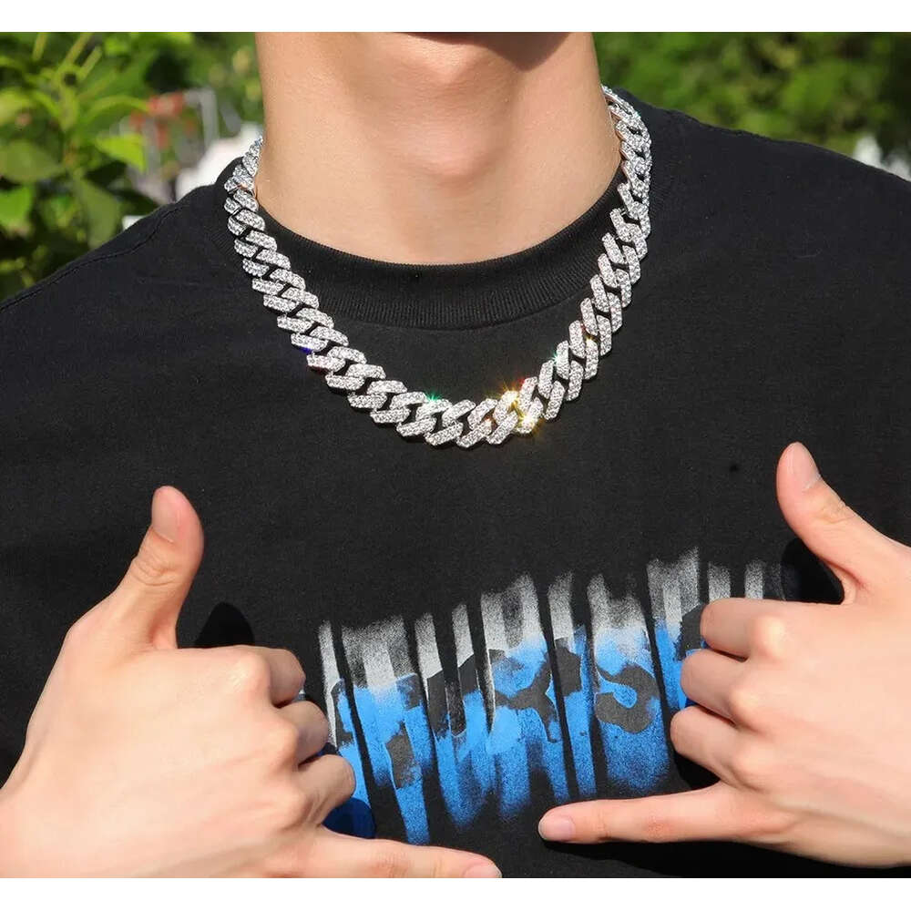 Pendant Pass Tester Hip hop Sier Cuban k Chain Wide 2rows Solid Moissanite Dia 8mm-20mm Jewelry Set Necklaces Hiphop