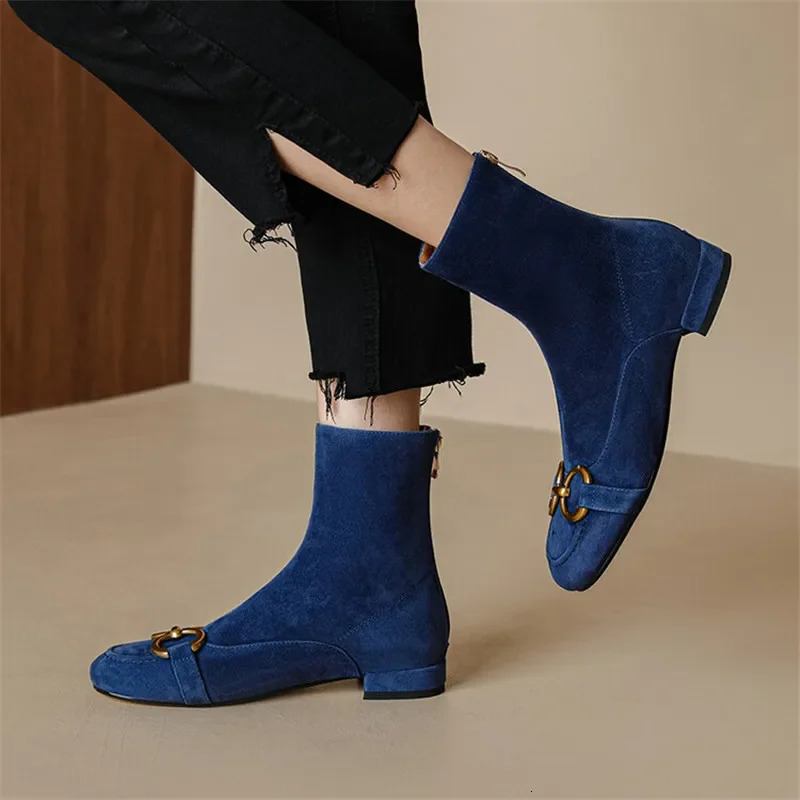 autumn winter fashion short boots womens shoes round toe boots casual short and chubby high heels womens back zipper ankle boots 241113