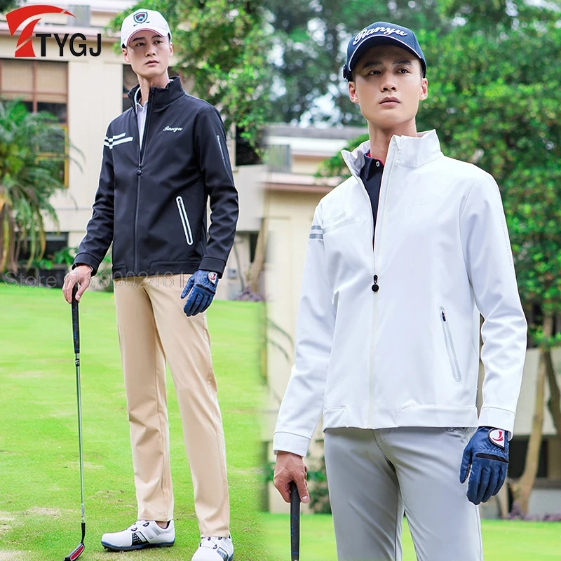 Autumn/Winter Mens Golf Jacket Waterproof Full Zipper Mens Casual Jacket Windproof and Warm Golf Clothing Sports Jacket 241114