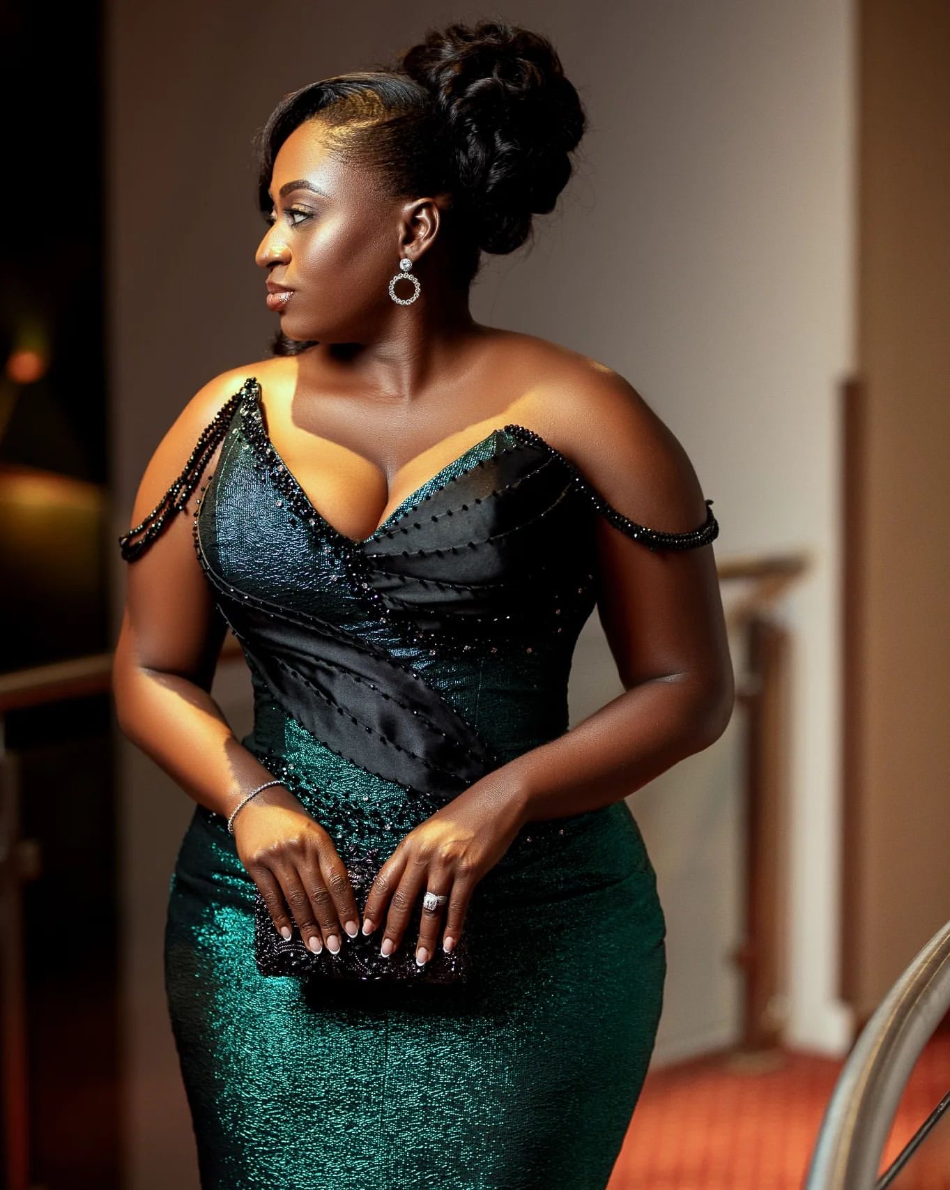 2024 Plus Size Dark Green Mermaid Prom Dresses For Special Occasions Beaded Satin Sparkly Evening Party Birthday Gowns Dress For Women Vestidos de nov