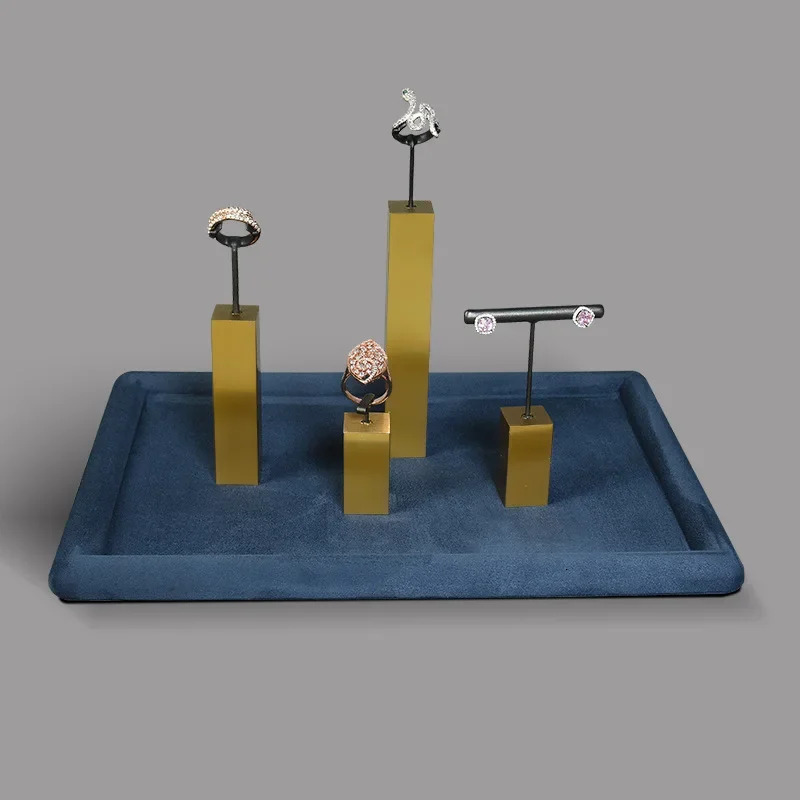 Cashmere leather rounded corner jewelry display tray glasses watch ring jewelry tray flannel jewelry display props 241113