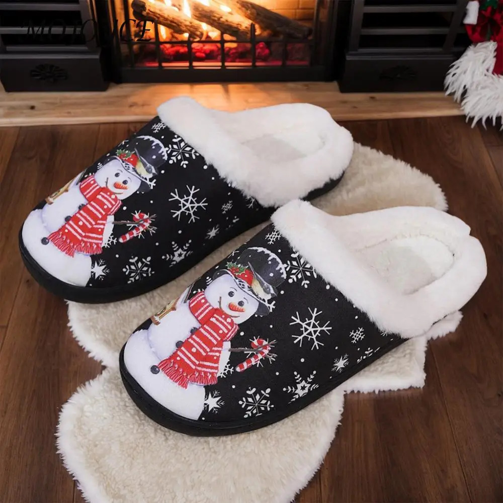 Christmas snowman slider flat slider comfortable fluffy snowman slider anti slip cute mens fur slider 241113
