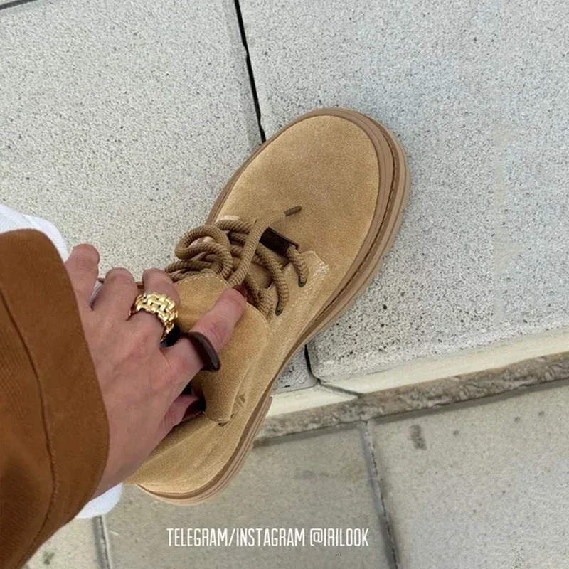 JOZHATA size 35-40 womens ankle boots suede leather folded on lace thick high heels shorts 2025 casual daily wear 241113