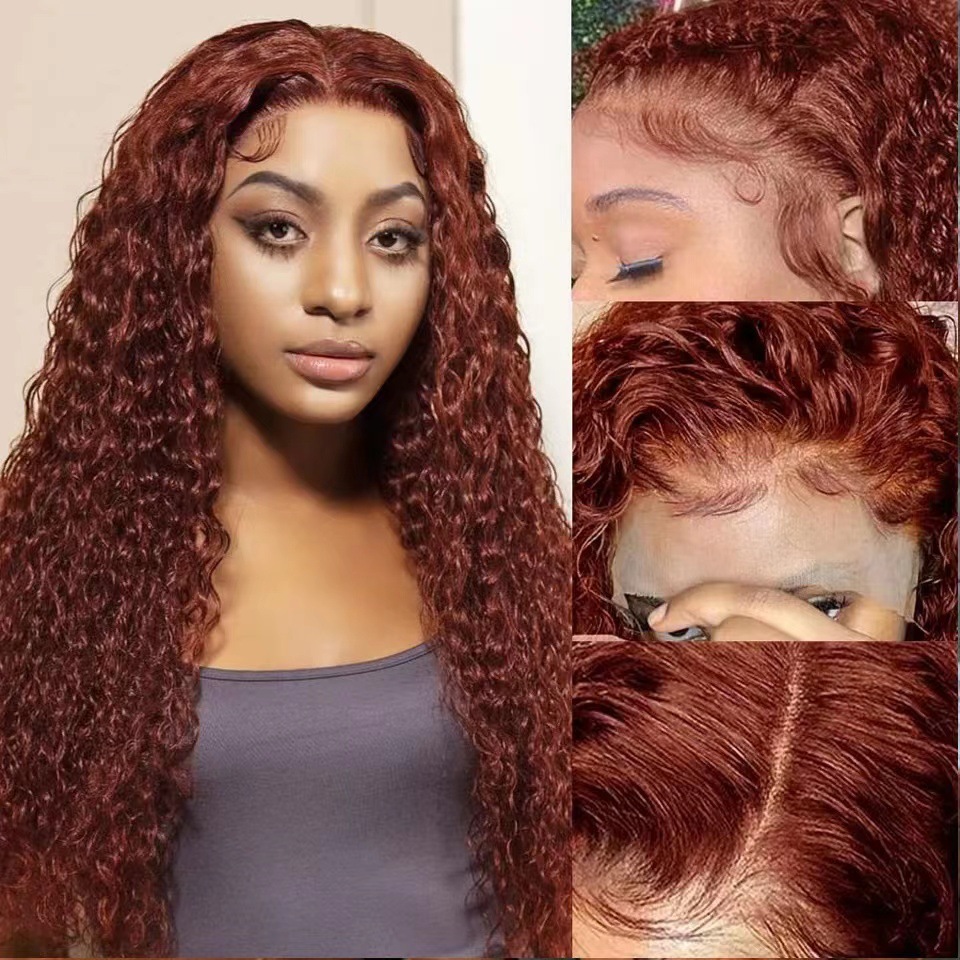 13x4 Silky Deep Wave Brazilian 34 Inches Simulation Human Hair 250 Density Synthetic Wig Loose Lace Frontal Wig For Black Women Heat Resistant Glueles