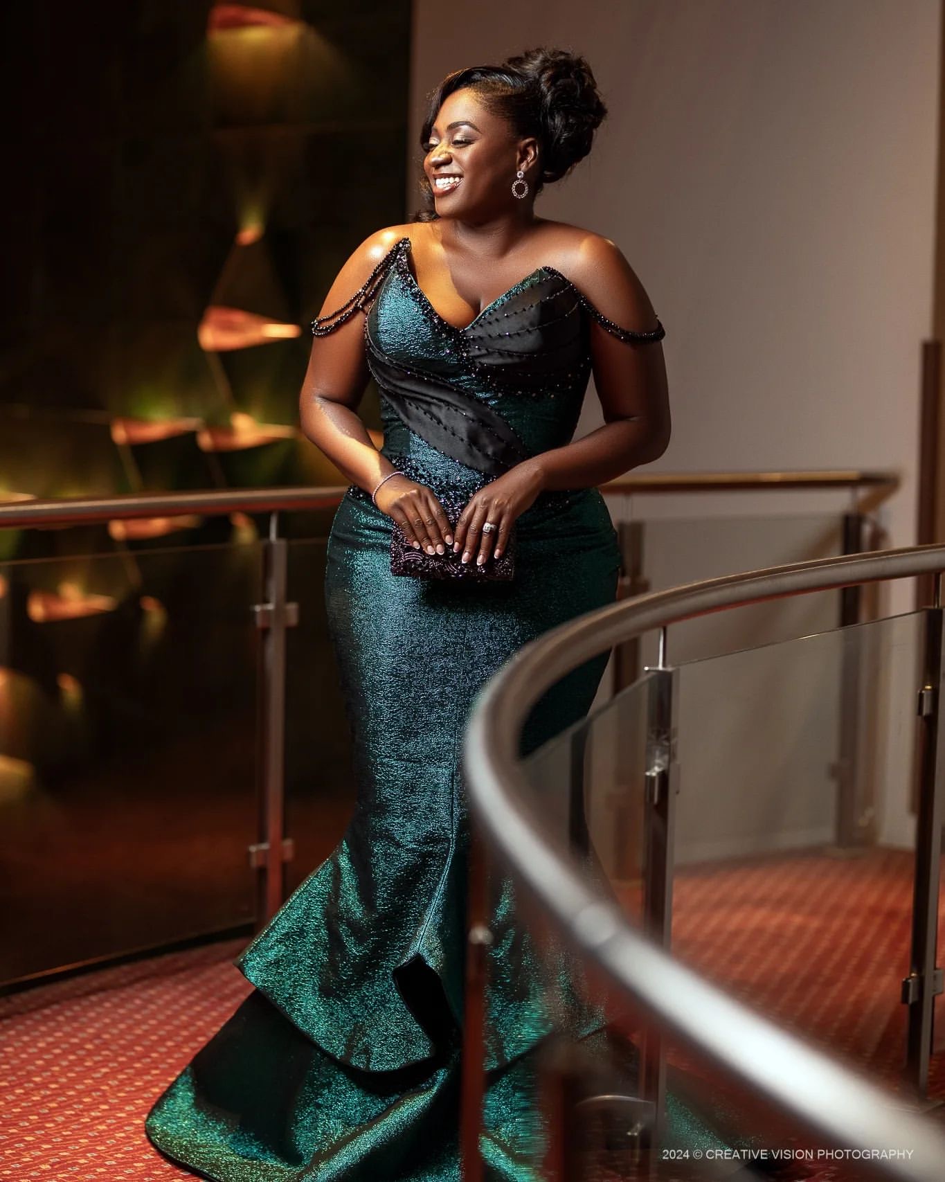 2024 Plus Size Dark Green Mermaid Prom Dresses For Special Occasions Beaded Satin Sparkly Evening Party Birthday Gowns Dress For Women Vestidos de nov