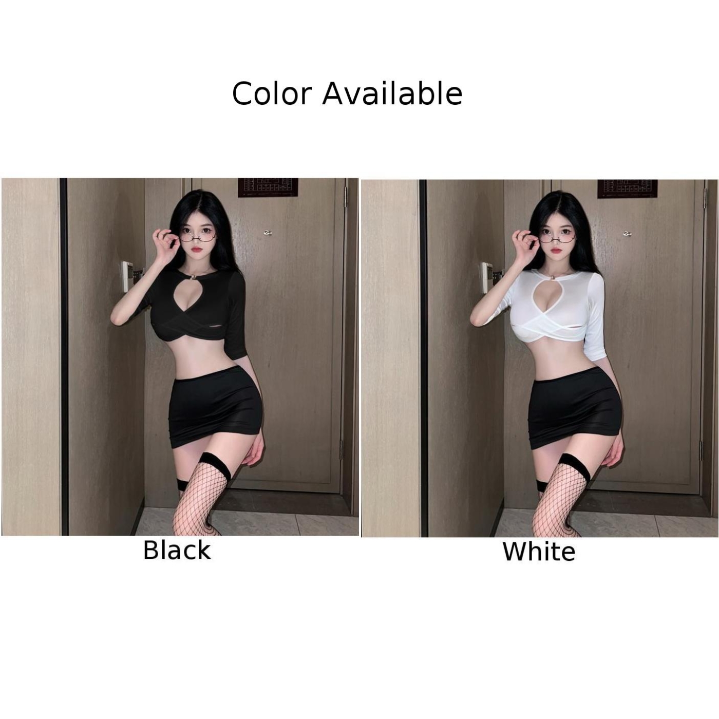 Women Sexy 2Pcs OL Secretary Uniform Costume Cosplay Crop Top+Skirt Lingerie Exotic Nightwear Sleepwear Woman Clothing Set