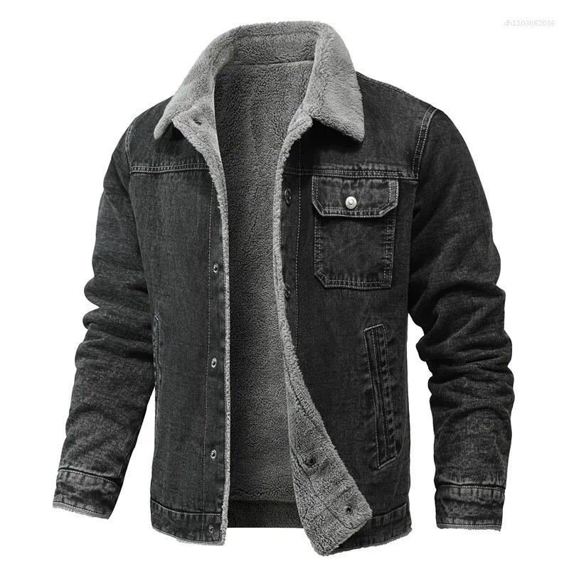 Men's Jackets Selling Winter Collar And Plush Thick Denim Jacket Clothing Casual Rocking Fleece Warm Windbreaker