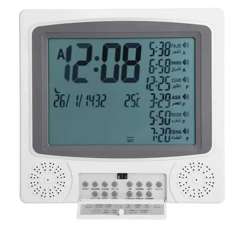 Desk Table Clocks Al Harameen Muslim Azan Wall Clocks 4010/4009 Azan Prayer Clock Quran Muslim Clock With Big Ccreen With Dc 100% Origin J241114
