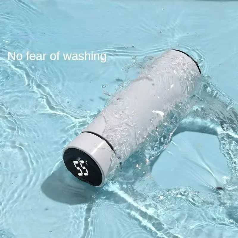 500ml stainless steel hot bottle with digital temperature display LED intelligent temperature measurement cup vacuum valve Y241114