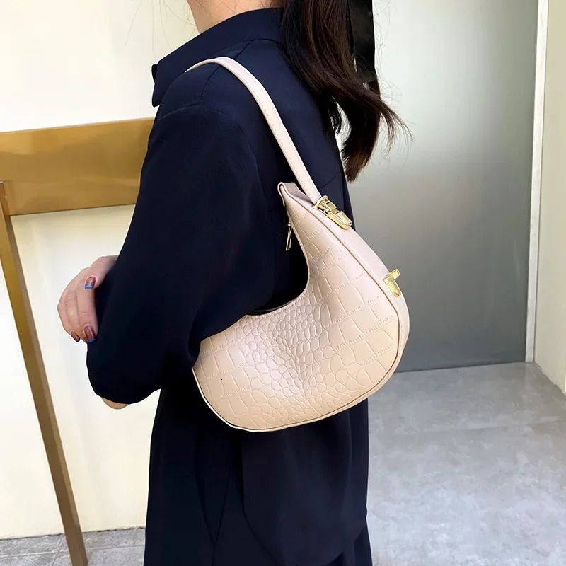 Fashion Alligator Pattern Shoulder Bags for Women Small Handle Underarm Bag Clutch Pu Leather Female Handbag with Purse 241114