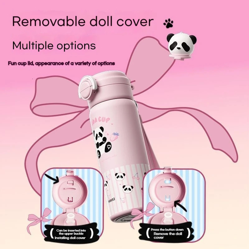 Yanis3 Ready to Go Fat Skin Cute Panda Vacuum Cup Girl Student Bounce Double Beverage Glass Christmas rens Toy 241113 W260226
