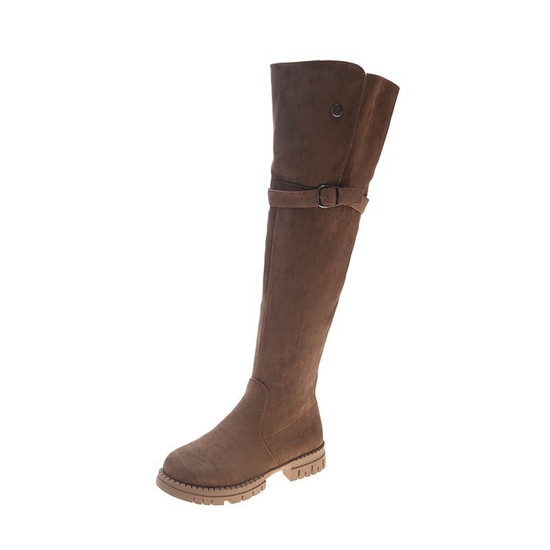 Women's Autumn/Winter New Korean Version Belt Buckle Thick Heel Knee High Boots.