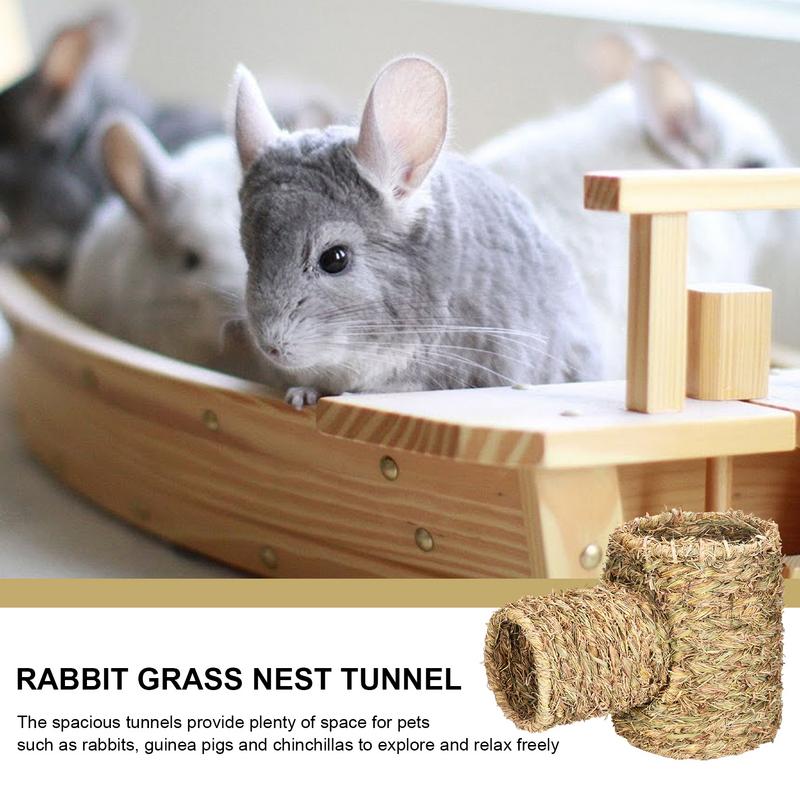 Rabbit Grass Tunnel Natural Grass Pet Nest Tunnel For Rabbits Indoor Small Animals Chewing And Biting Hideaway Hut For Dutch Pig