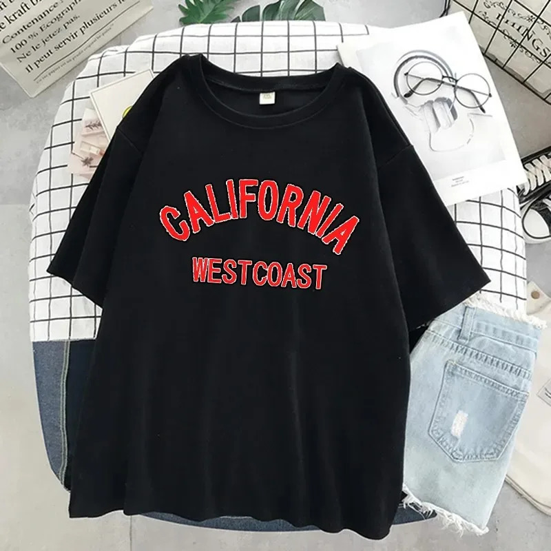 Los Angeles Fashion Men T-shirts USA Letter Print Short Sleeve Graphic Cotton T Shirt Summer Y2k Tops Women Oversized T Shirt 240409