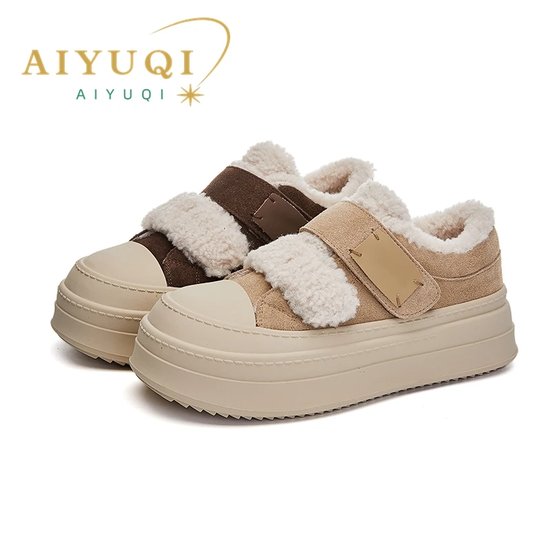 AIYUQI 2024 New Flat Bottom Women's Snow Boots Winter Non-slip Female Shoes Large Size Fashion Women Vulcanized Shoes