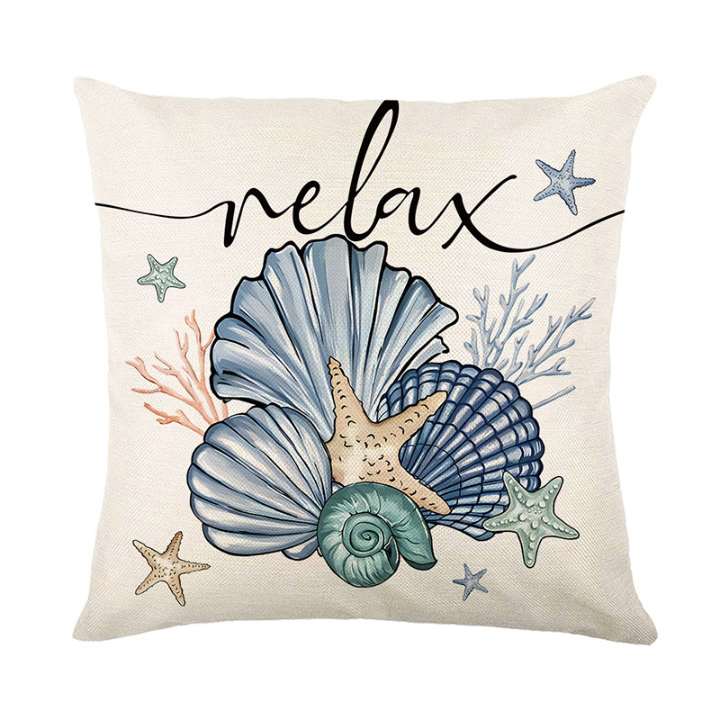 Vintage Ocean Beach Shell Throw Pillow Covers Wooden Coastal Scallop Inspirational Quote Words Decorative Cotton Linen Cushion Cover Customized Decor 