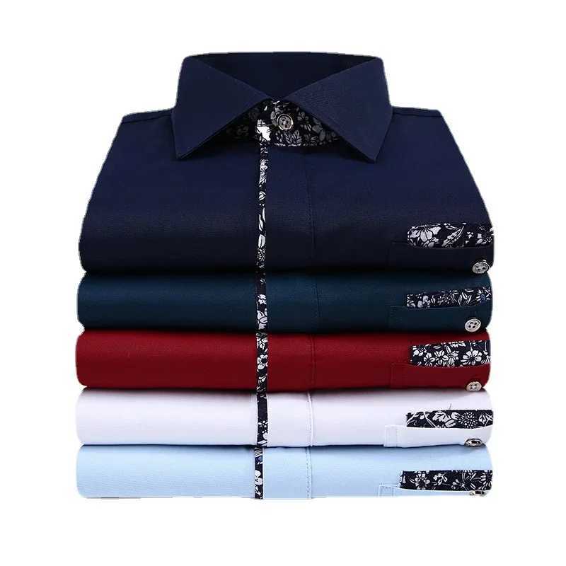 Quality Men Shirt Long Sleeve Business Dress Casual Shirts Cuff Print Spring Slim Fit Brand Weeding Shirt Man Shirt 5XLXJ24113
