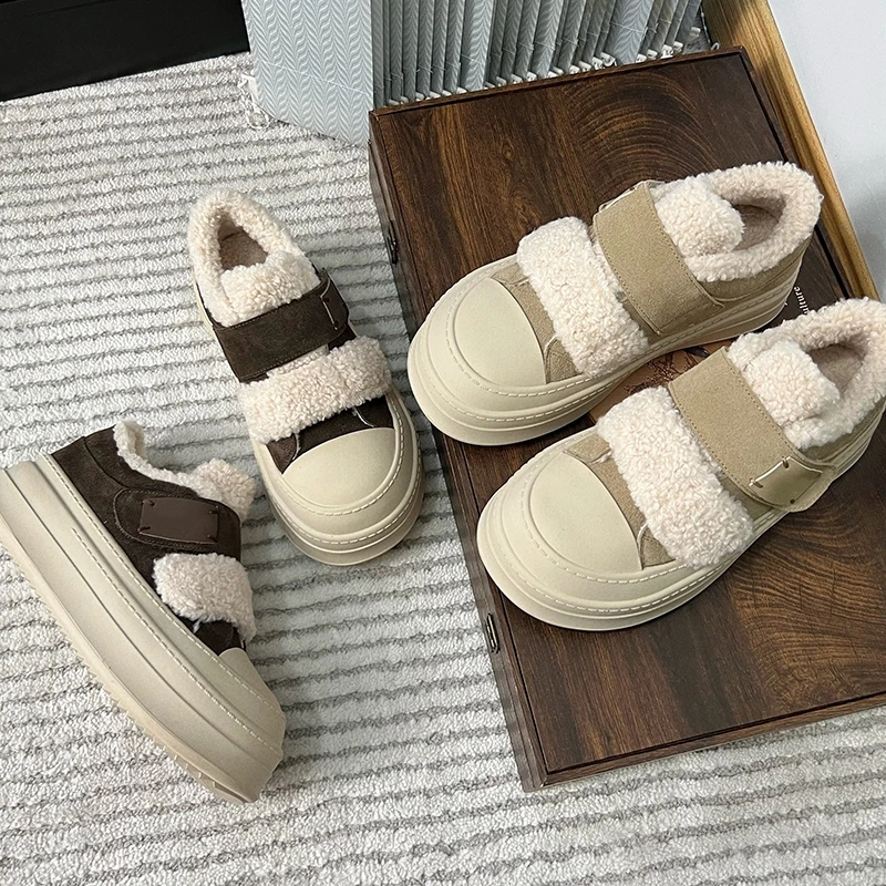 AIYUQI 2024 New Flat Bottom Women's Snow Boots Winter Non-slip Female Shoes Large Size Fashion Women Vulcanized Shoes