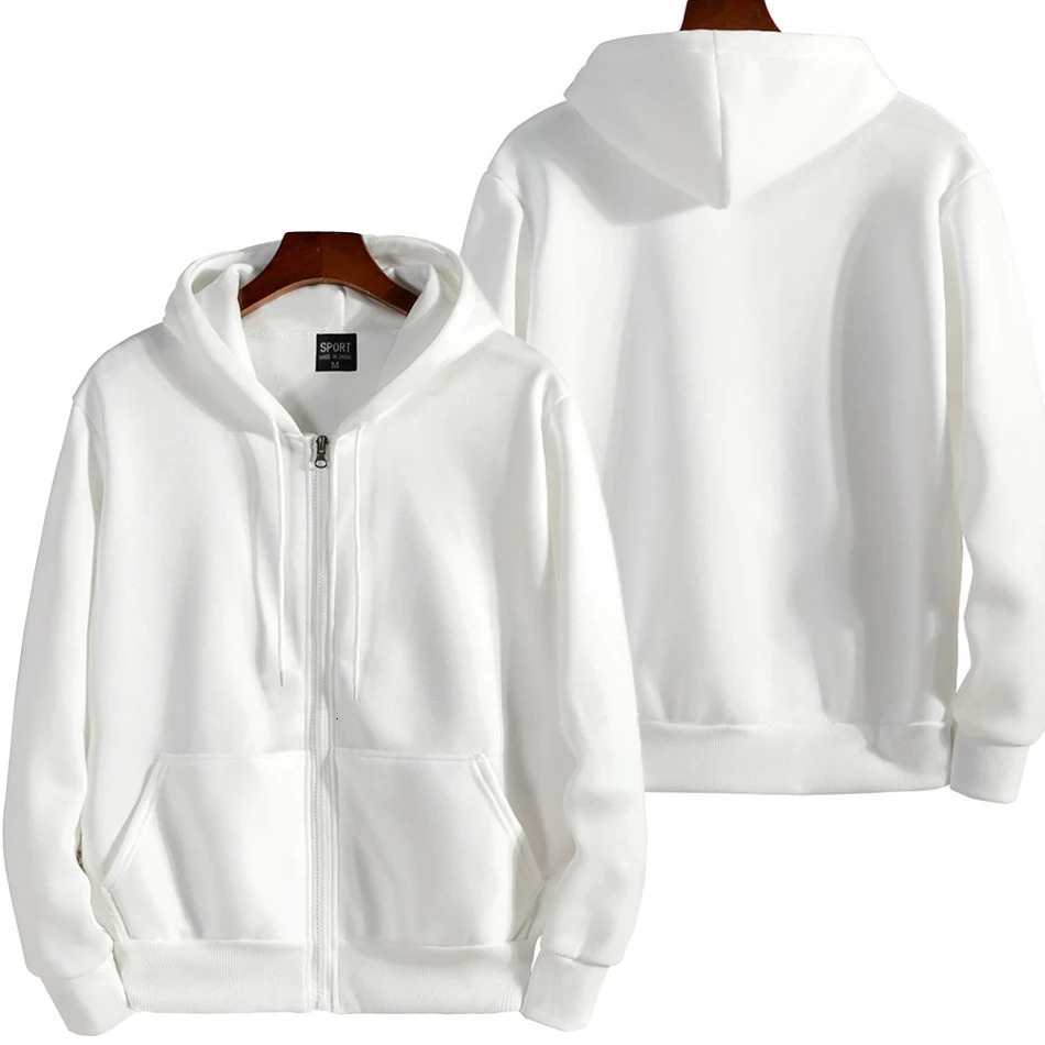 2023 Zipper HoodieMen Fashion Long Sleeve Hooded Sweatshirt Casual Autumn Winter Sportwear Solid Clothes 241113
