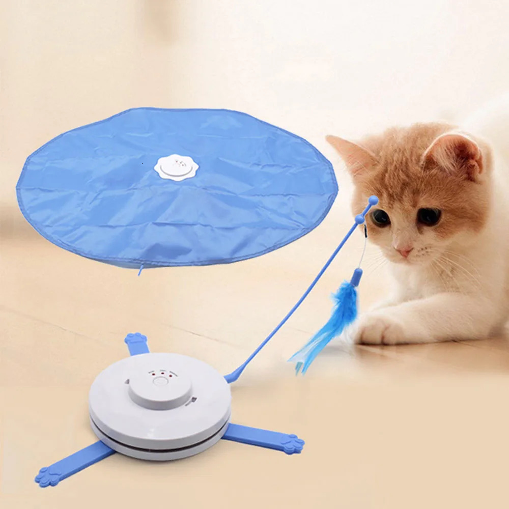 2 in 1 Cat Toy Undercover Fabric Moving Mouse Feather mascotas Pet Crazy Toy Cat Teaser Automatic interactive Amusement Toy 240411